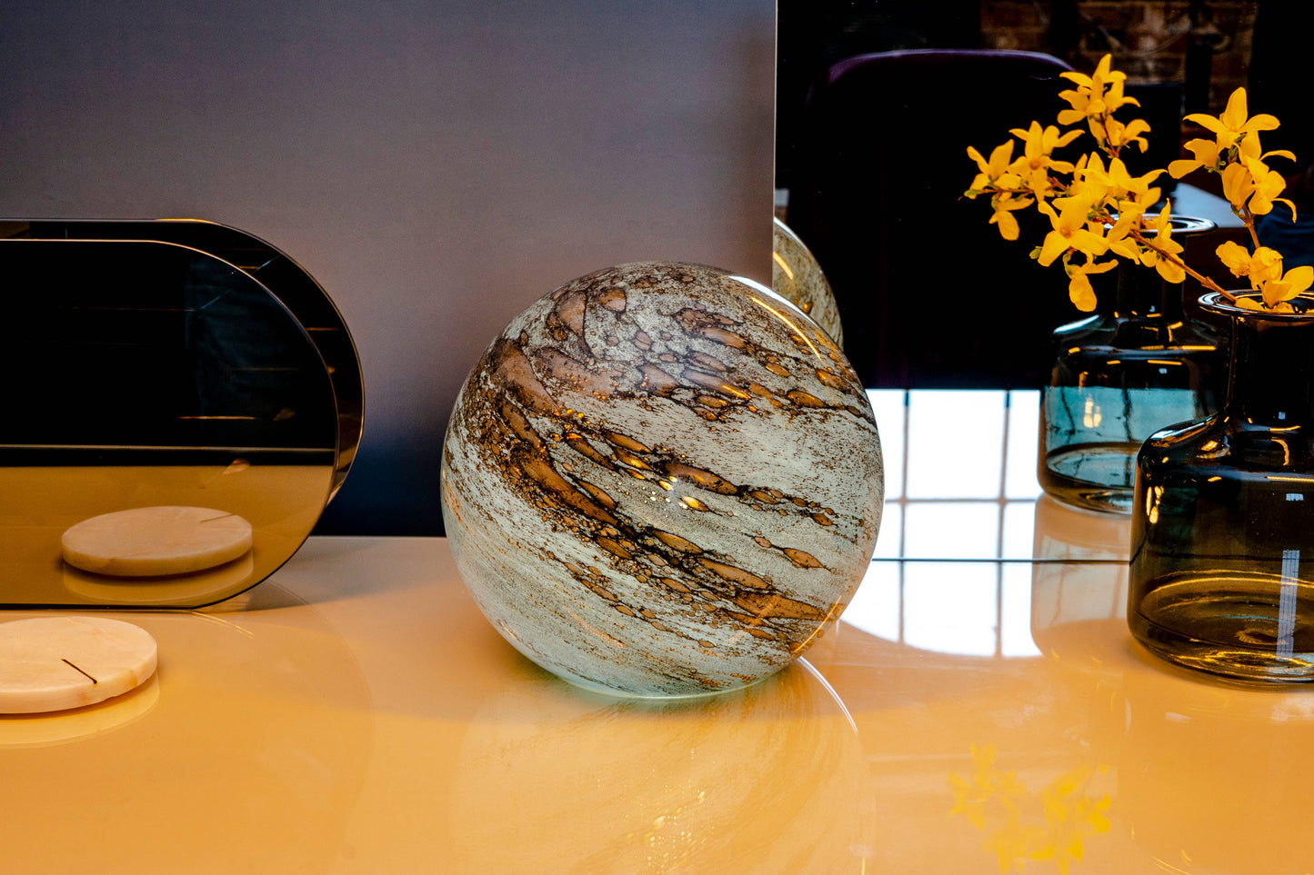 Mercury | Hand-blown Glass Table Lamp| 18cm Round